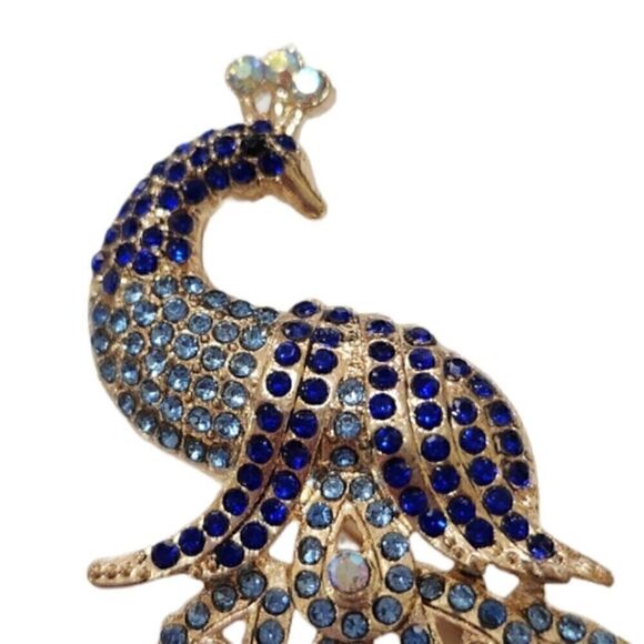Peacock Rhinestone Brooch - Picture 3 of 7